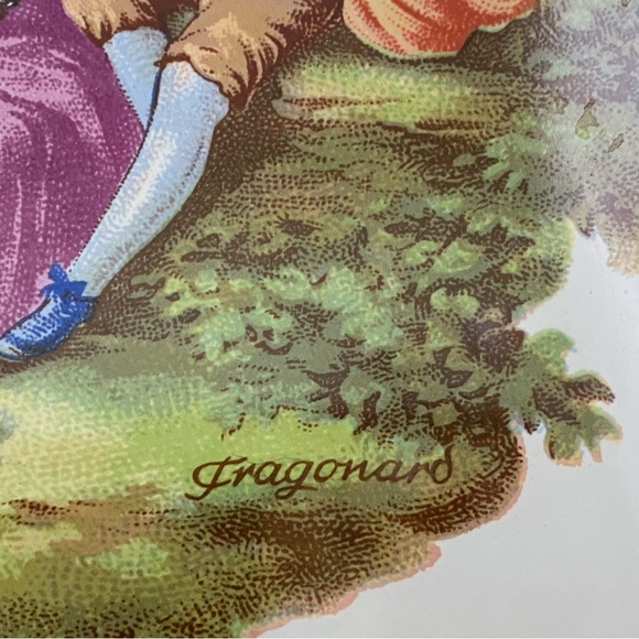 Vintage VILLEROY & BOCH Fragonard Victorian Courting Scene Couple Tile Trivet - Picture 7 of 12